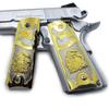 Custom Metal 1911 Grips Nickel Gold Full Size Bald Eagle USA Flag view 1