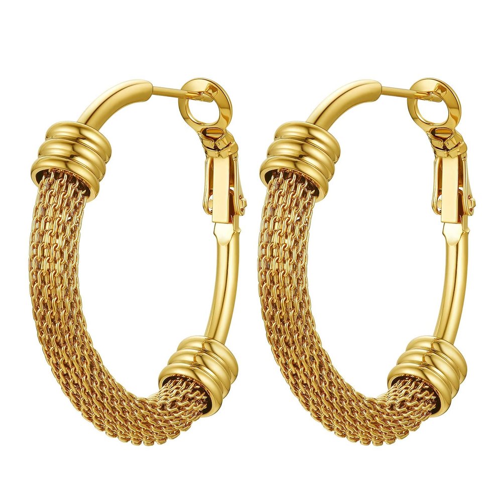 30mm Small Gold Plated Hoops Hypoallergenic Hoop Earrings For Women Earing Chic Trendy Thick Hoop Earrings