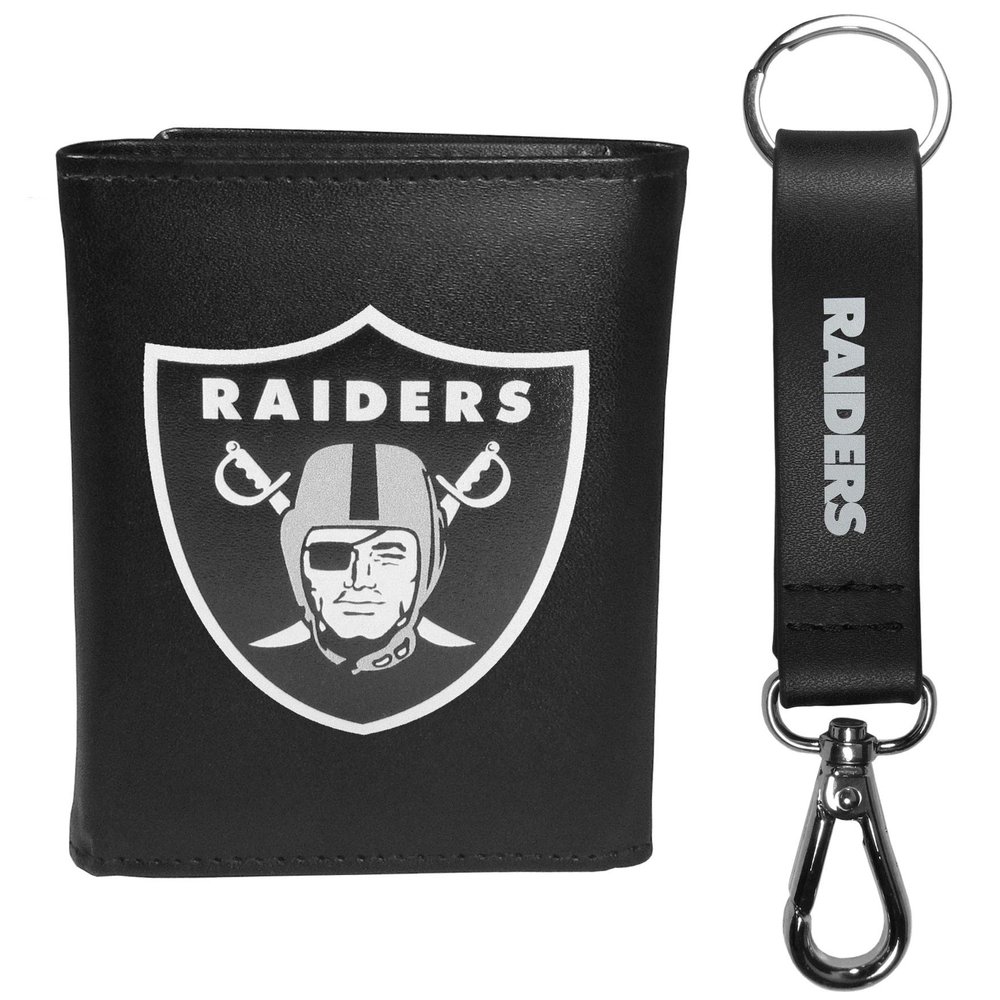 Siskiyou Sports NFL Las Vegas Raiders Mens Tri-fold Wallet & Strap Key Chain, Black, One Size (FTRL125KCS)