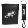 Siskiyou Sports NFL Philadelphia Eagles Mens Leather Tri-fold Wallet & Strap Key Chain, Black, One Size view 1