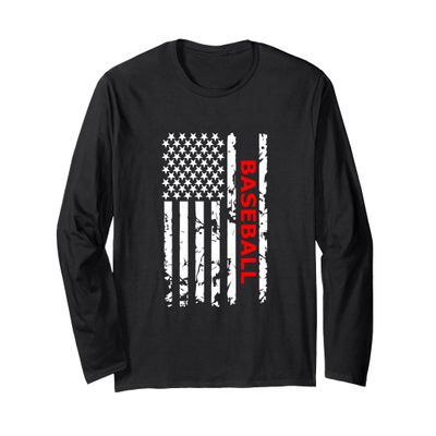 Baseball USA Flag Proud American Baseball Players Long Sleeve T-Shirt