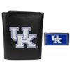 Siskiyou Sports NCAA Kentucky Wildcats Mens Leather Tri-fold Wallet & Color Money Clip, Black, One Size view 1