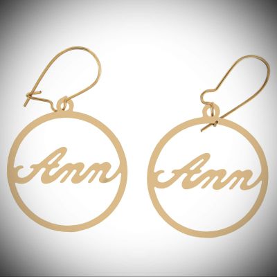 Vintage Script Gold Tone Name"Ann" Pierced Earrings For Women Statement Chunky Crystal Fashion Jewelry Or Clip Statement Chunky Pendant Rhinestone Necklace for Women