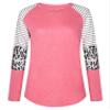 Andongnywell Women's Casual Color Block Tunic Tops Blouse Ladies Leopard Print Round Neck Long Sleeve T-Shirt (Pink,Medium) view 1