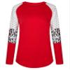 Andongnywell Women's Crew Neck Long Sleeve Leopard Print Color Block Casual Loose T-Shirt Tops Blouse (Dark Red,Medium) view 1
