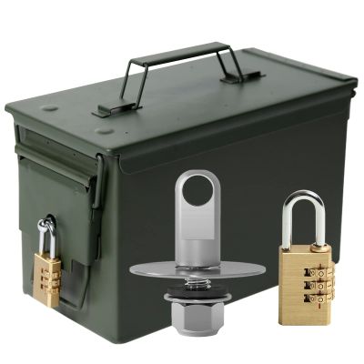Aolamegs 50 Cal Ammo Can with Pre-Installed Locking Hardware and Combination Padlock