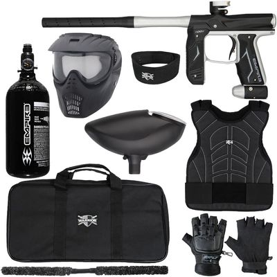 Action Village Empire Axe 2.0 Level 1 Protector Paintball Gun Package Kit (Dust Black/Dust Silver, Glove Size: Large/X-Large)
