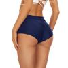 Annbon Scrunch Butt Bikini Bottoms Mid Rise Ruched Boy Short Low Waisted Swim Bottoms Low Rise Swimsuit Bathing Suit Bottoms Only for Women Full Coverage L Navy view 1