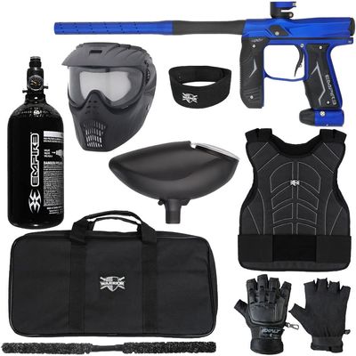 Action Village Empire Axe 2.0 Level 1 Protector Paintball Gun Package Kit (Dust Blue/Dust Black, Glove Size: Large/X-Large)