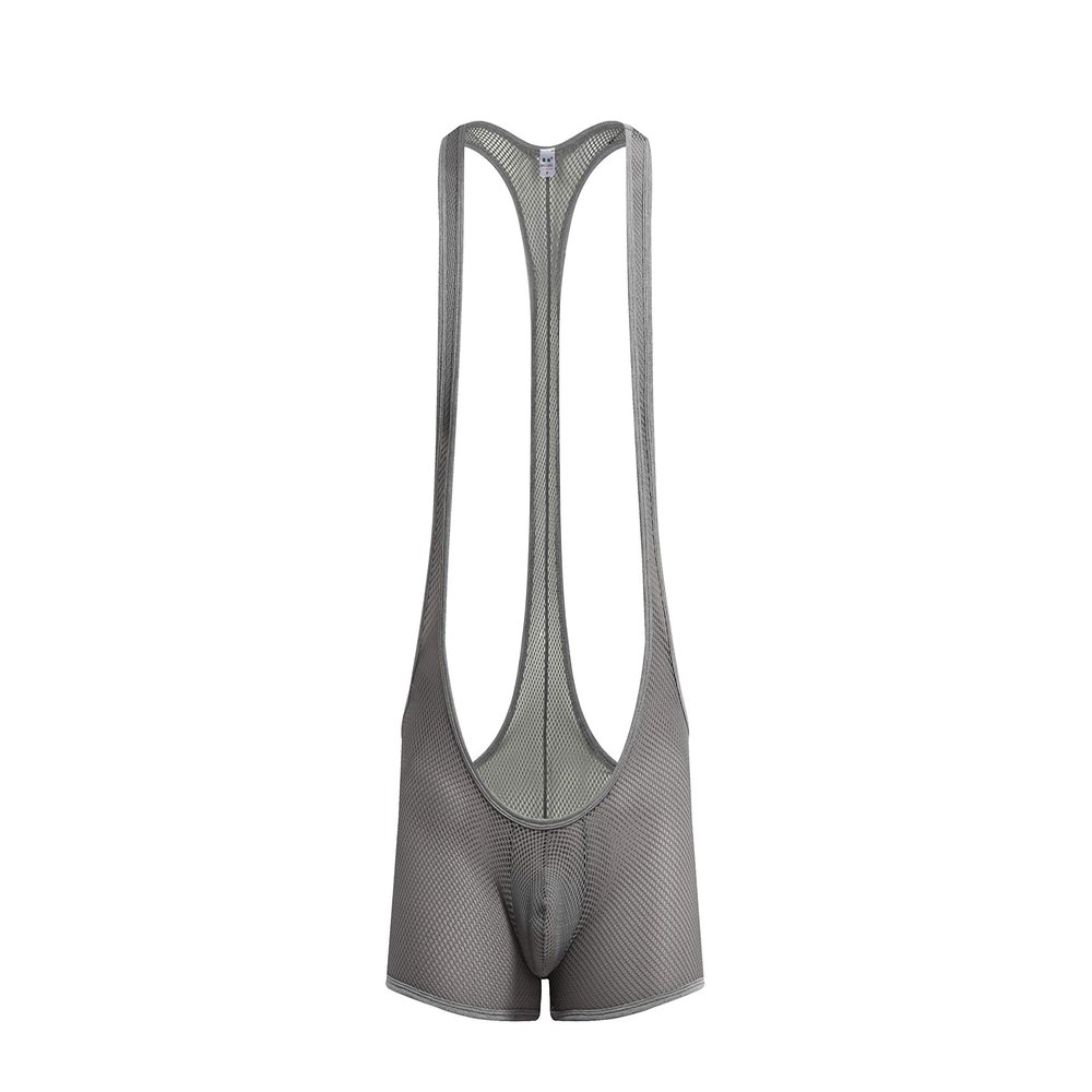 4UFIT Mens Athletic Supporters Sports Underwear Bodysuit Jumpsuit Wrestling Singlet Boxers Gray