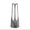 4UFIT Mens Athletic Supporters Sports Underwear Bodysuit Jumpsuit Wrestling Singlet Boxers Gray view 1