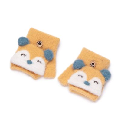 Child Flip Cartoon Gloves Boys and Girls Infant Little Baby Autumn and Winter Winter Keep Warm Half Finger Show Finger Lovely 0-1 Year Old (Color : B)
