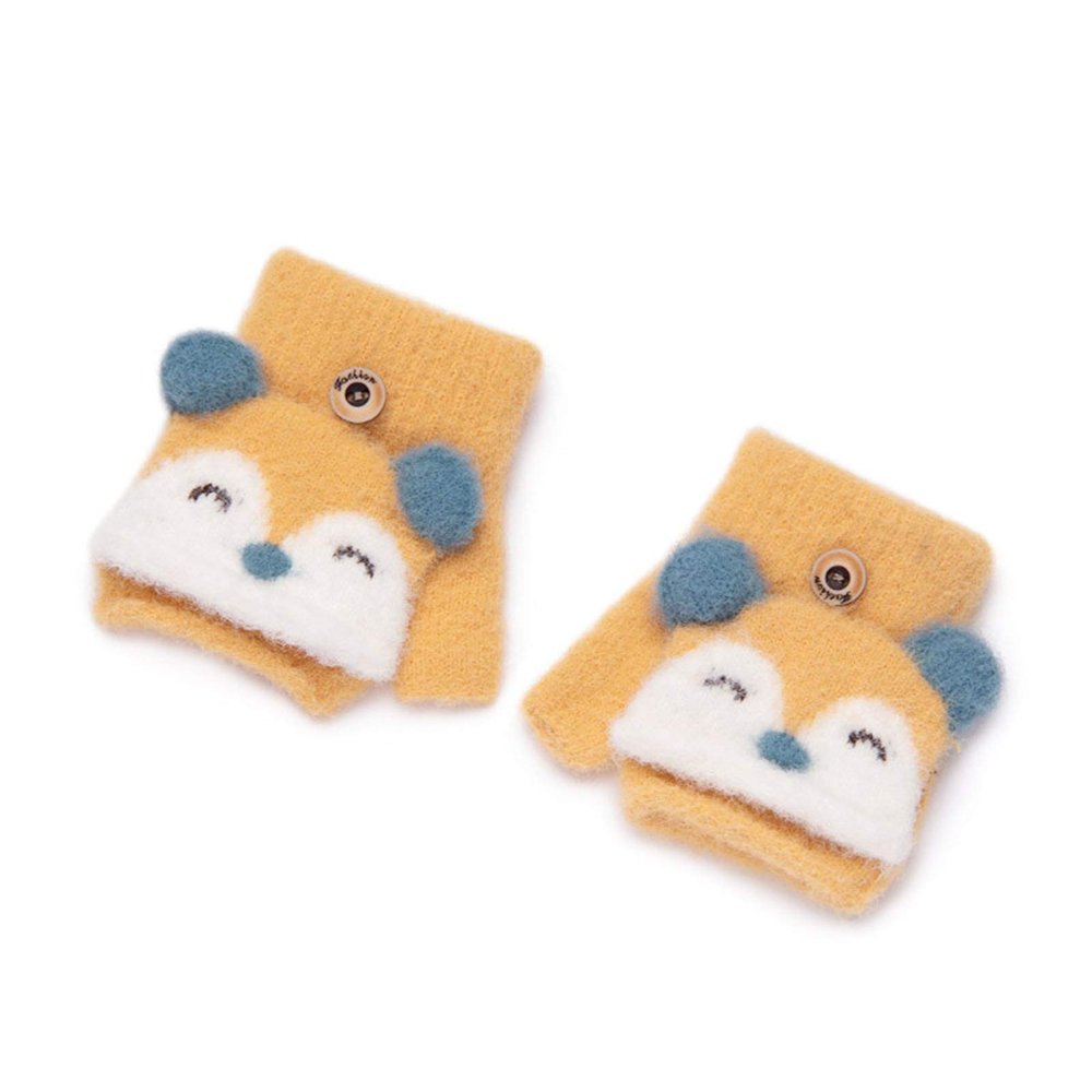 Child Flip Cartoon Gloves Boys and Girls Infant Little Baby Autumn and Winter Winter Keep Warm Half Finger Show Finger Lovely 0-1 Year Old (Color : B)