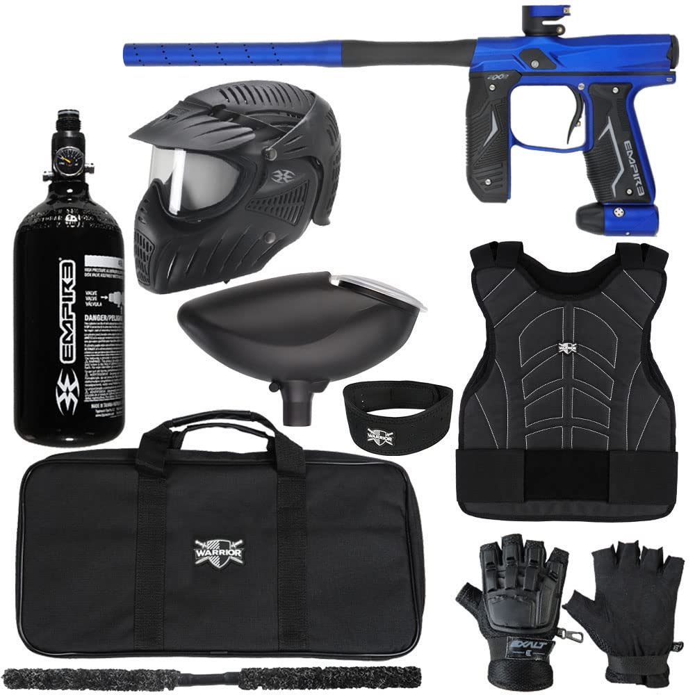 Action Village Empire Axe 2.0 Level 2 Protector Paintball Gun Package Kit (Dust Blue/Dust Black, Glove Size: Large/X-Large)