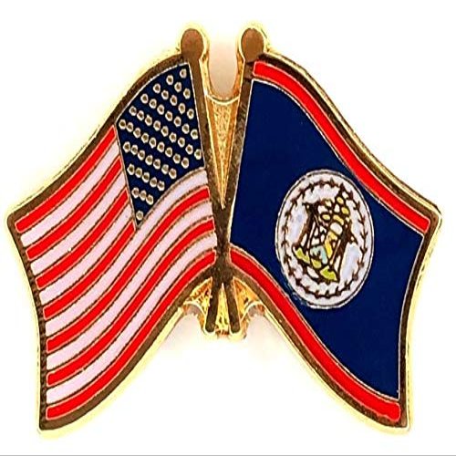 Belize Friendship Double Flag Lapel Pin US Crossed Emblem Tie and Hat Pin Badge