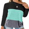 Andongnywell Women's Long-Sleeved one-Neck Loose Twist Casual T-Shirt Casual Soft Knot Side Twists Knit Blouse Top (Black 1,Large) view 2