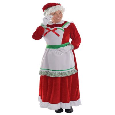 Party City Womens Mrs. Claus Deluxe Costume, Adult Standard Size Multicolor