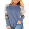 Andongnywell Women's Casual Color Block Tunic Tops Blouse Ladies Leopard Print Round Neck Long Sleeve T-Shirt (Light Blue,Small) view 1