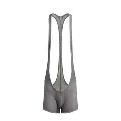 4UFIT Men's Athletic Supporters Mesh Breathable Bodysuit Wrestling Leotard Boxer Singlet Gray