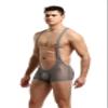 4UFIT Men's Athletic Supporters Mesh Breathable Bodysuit Wrestling Leotard Boxer Singlet Gray view 3