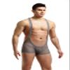 4UFIT Men's Athletic Supporters Mesh Breathable Bodysuit Wrestling Leotard Boxer Singlet Gray view 4