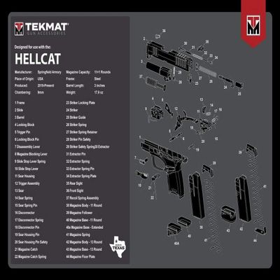 TekMat Springfield Hellcat Mat 17"", Durable, Washable, Gun Cleaning Mat, Black