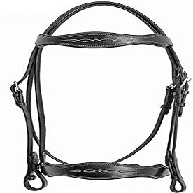 Grewal Equestrian Vogue Black Leather English Bridle Comes with Non-Slip Rubber Grip Reins (Oversize)