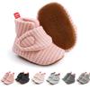 Ohwawadi Baby Booties Infant Baby Slippers Soft Newborn Crib Shoes Stripes Socks Shoes First Walkers Pink 12-18 Months view 1