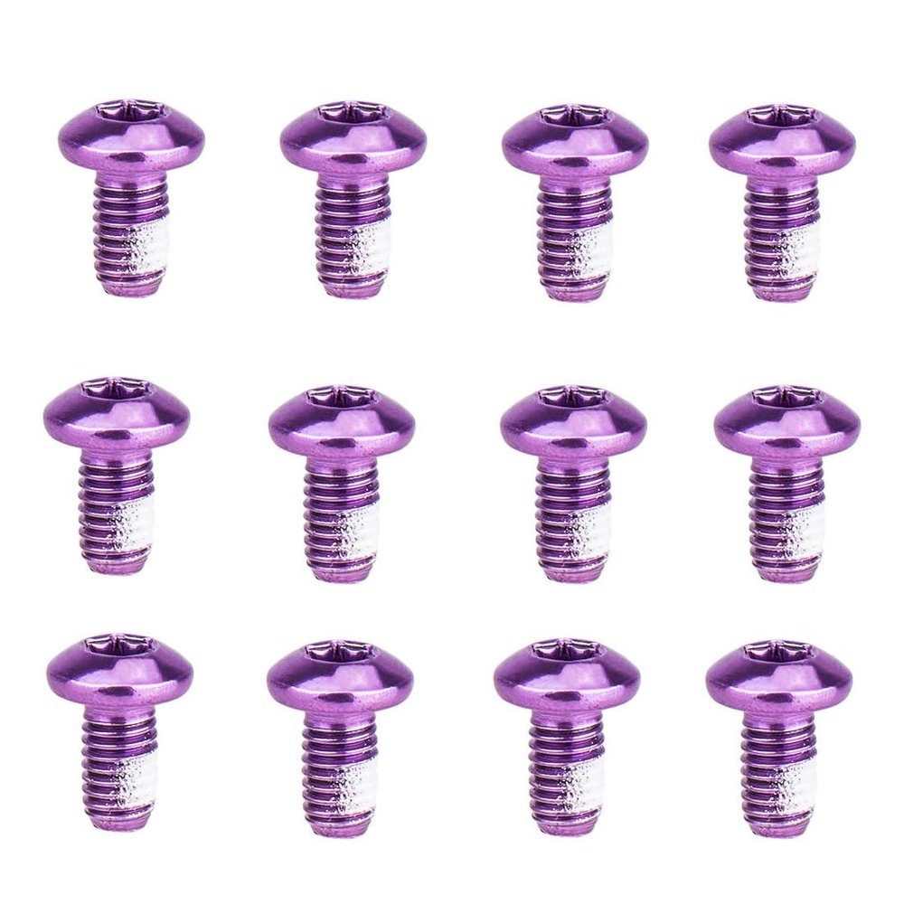 12PCS Bike Disc Brake Rotor Bolts Torx T25 Bolts M5x10mm Bicycle Rotor Screws for Road MTB Mountain Bike, Purple