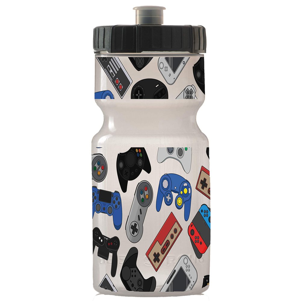 50 Strong 22oz Kids Sports Squeeze Water Bottle BPA-Free with Pull Top Cap Durable & Reusable for School, Boys & Girls Made in USA Video Games