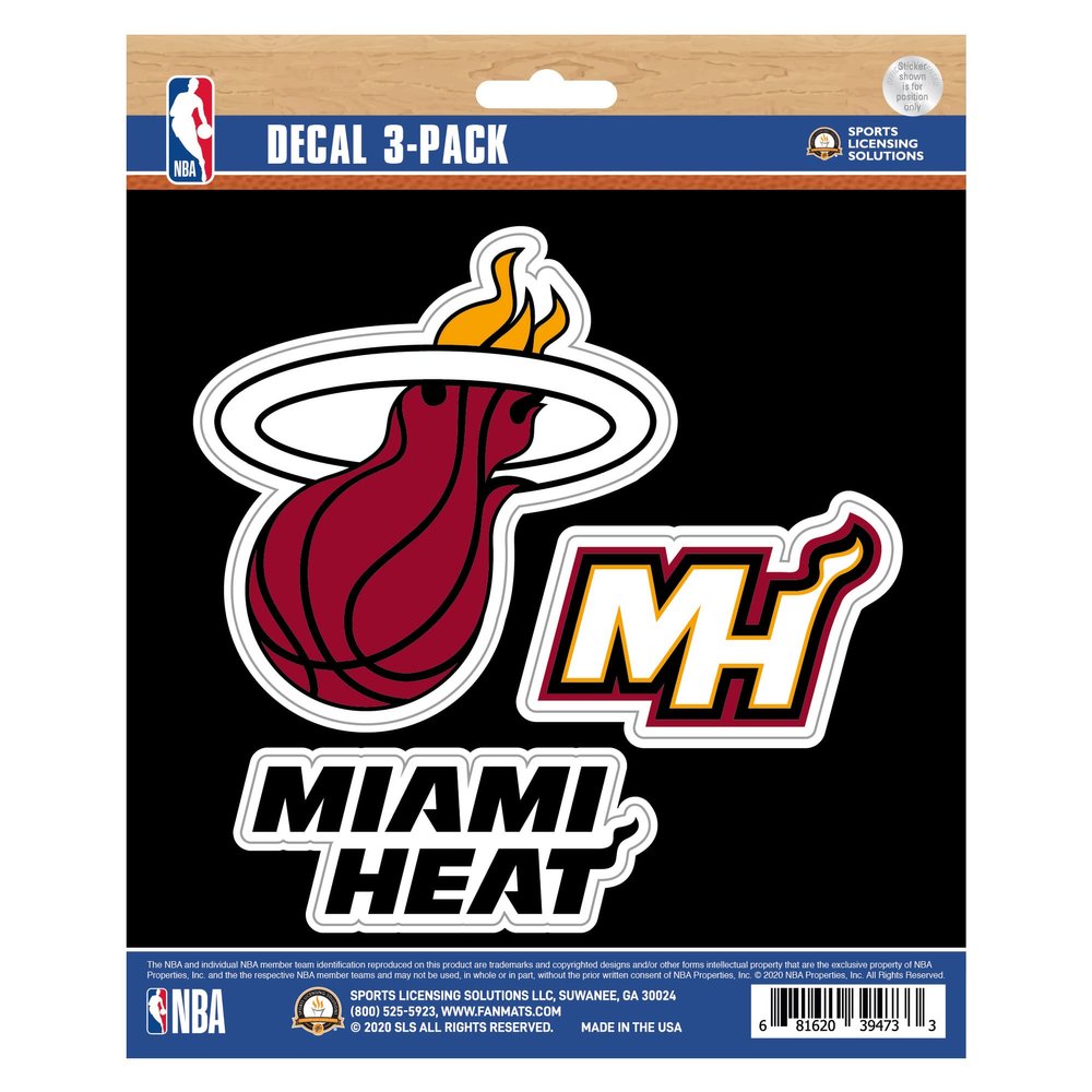 FANMATS 63237 Miami Heat 3 Piece Decal Sticker Set