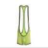 4UFIT Men's Leotard Bodysuit Jockstrap Sexy Mesh Jockstrap Boxer Underwear Yellow view 1
