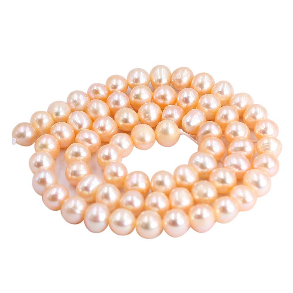 Natural 5-6mm Nearly Round White Pink Purple Gray Black Multi Feshwater Pearl Jewelry Loose Gemstone Beads Strand 14" Natural Stone for Necklace Bracelet DIY Design (Pink)