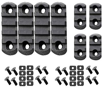 Gotical Combo of (3-Slot & 5-Slot) MLOK Section Adapter Super Value Picatinny Section Adapter for 3-Slot and 5-Slot Rail, 8-Pack, Black