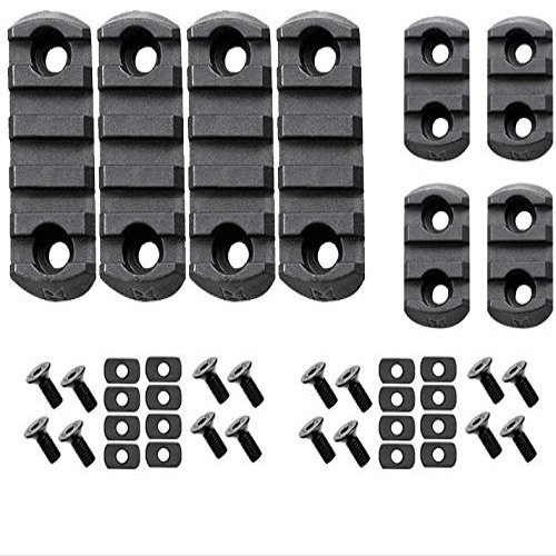 Gotical Combo of (3-Slot & 5-Slot) MLOK Section Adapter Super Value Picatinny Section Adapter for 3-Slot and 5-Slot Rail, 8-Pack, Black