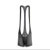 4UFIT Men's Athletic Supporters Bodysuit Mesh Wrestling Leotard Jumpsuit Boxer Singlet Black view 1
