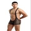 4UFIT Men's Athletic Supporters Bodysuit Mesh Wrestling Leotard Jumpsuit Boxer Singlet Black view 3