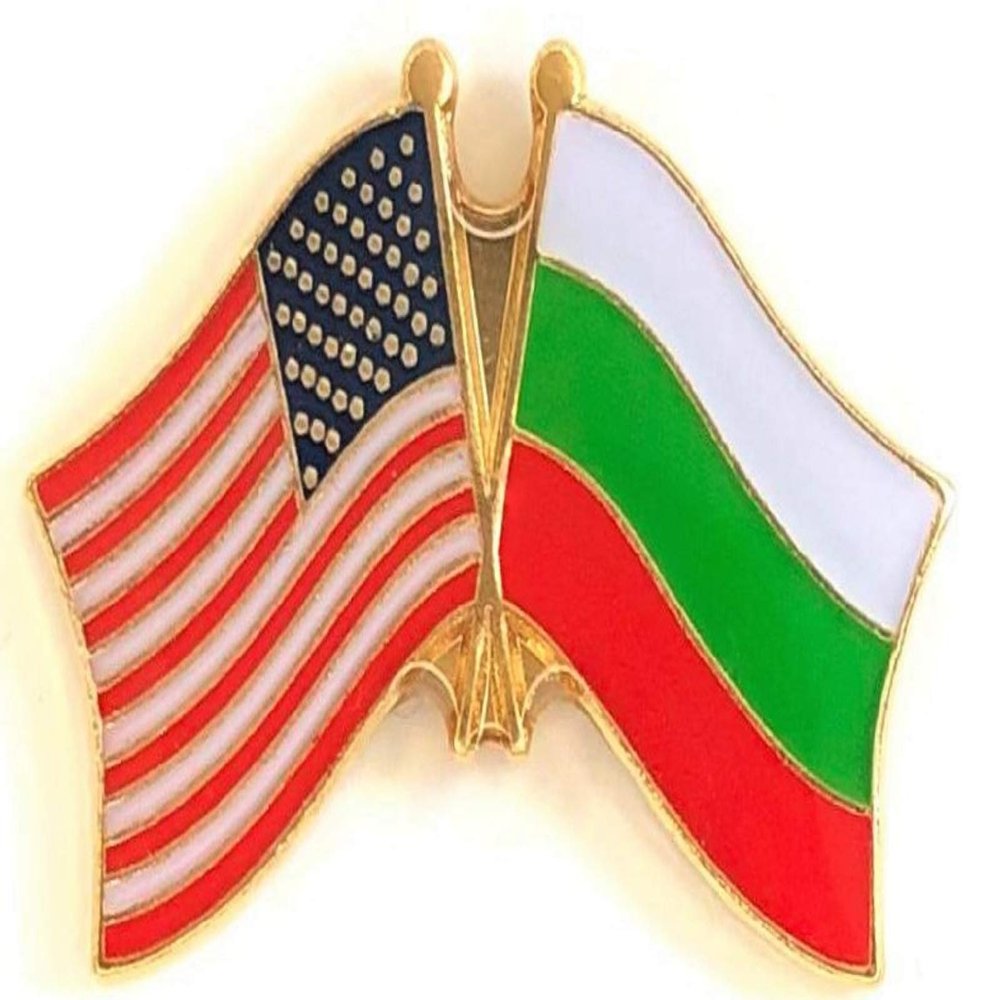 Bulgaria Friendship Double Flag Lapel Pin US Crossed Emblem Tie and Hat Pin Badge