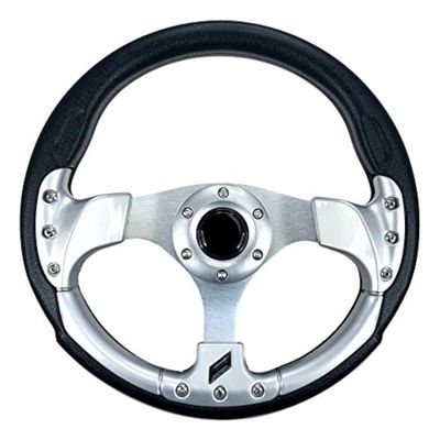 Pactrade Marine Boat Pontoon Non- Magnetic Steering Wheel Aluminum Frame Polyurethane (PU) Sleeves 3 Spokes 12-1/2" Diameter Aluminum Hub with 3/4" Tapered Bore (Silver)