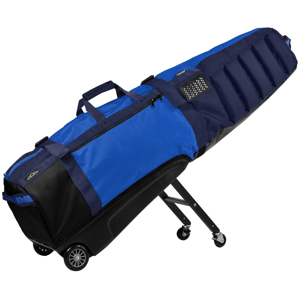 Sun Mountain ClubGlider Meridian Golf Travel Bag - 4-Wheel Rolling System, Extendable & Retractable Legs for Easy Transport, Effortless Travel & Maneuverability - Navy-Cobalt