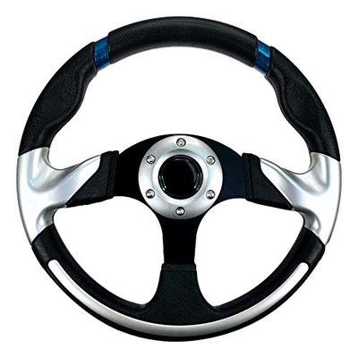 Pactrade Marine Boat Pontoon Non- Magnetic Steering Wheel Aluminum Frame Polyurethane (PU) Sleeves 3 Spokes 12-1/2" Diameter Aluminum Hub with 3/4" Tapered Bore (Black)