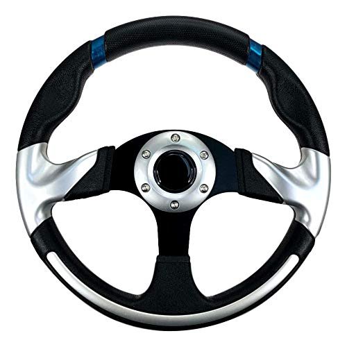 Pactrade Marine Boat Pontoon Non- Magnetic Steering Wheel Aluminum Frame Polyurethane (PU) Sleeves 3 Spokes 12-1/2" Diameter Aluminum Hub with 3/4" Tapered Bore (Black)