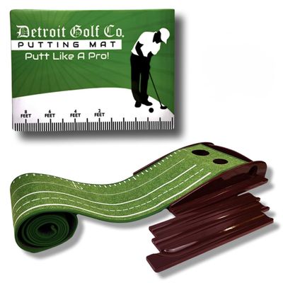 Indoor Putting Green with Auto Ball Return Golf Practice Training Aid with Crystal Velvet Mat and Solid Wood Base Perfect for Home, Office, or Workspace Enhance Your Putting Skills