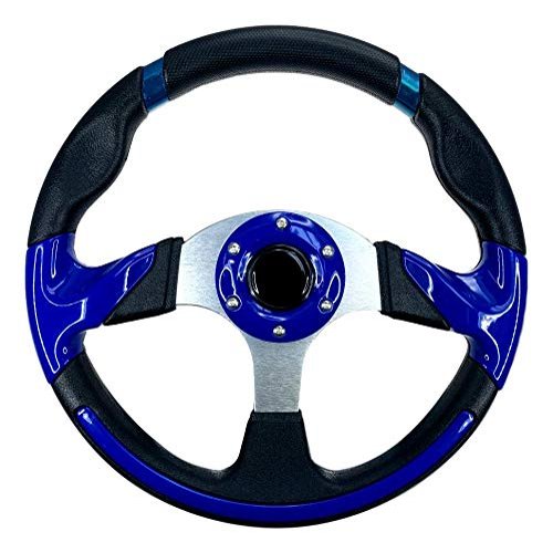 Pactrade Marine Boat Pontoon Non- Magnetic Steering Wheel Aluminum Frame Polyurethane (PU) Sleeves 3 Spokes 12-1/2" Diameter Aluminum Hub with 3/4" Tapered Bore (Navy Blue)