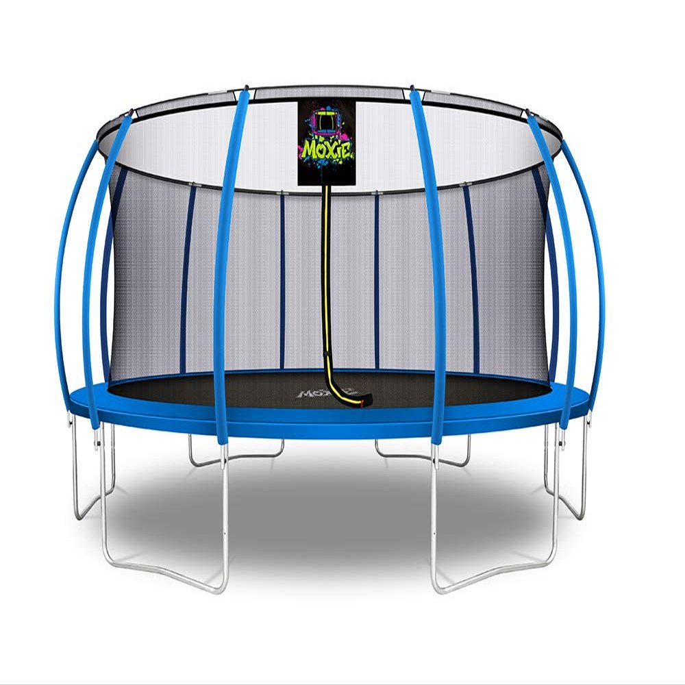 Machrus Moxie Trampoline 6FT 8FT 10FT 12FT 14FT 15FT 16FT, Recreational Trampolines for Kids and Adults- Outdoor Trampoline with Enclosure Net, Flex Fiber-Glass Rod & Curved Poles- ASTM Approved