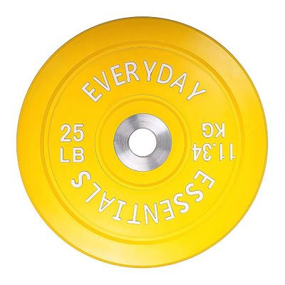 BalanceFrom Color Coded Olympic Bumper Plate Weight Plate with Steel Hub, 25LB Single