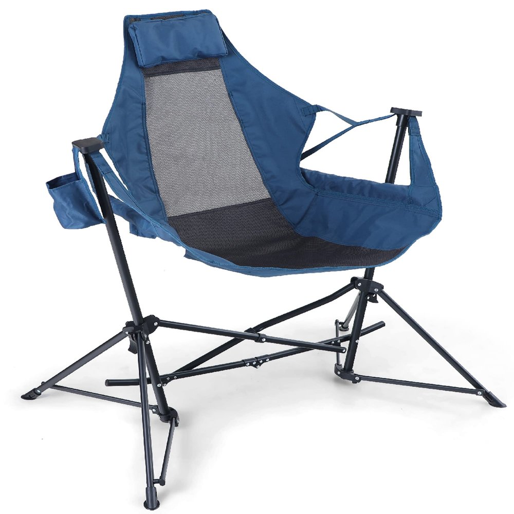 ALPHA CAMP Hammock Camping Chair Folding Rocking Chair with Cup Drink Holder Steel Heavy Duty Portable with High Back Outdoor Oversized Chair for Lawn,Backyard,Picnic,Capacity-350lbs