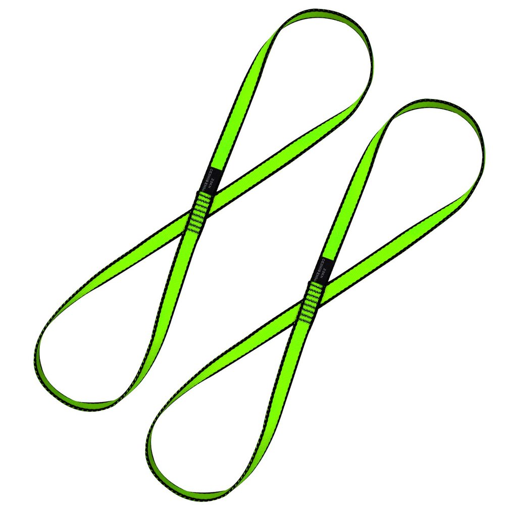 KIKIGOAL 18MM Nylon Climbing Sling Runner 23KN CE2008/EN566 Rock Climbing Webbing Straps for Outdoor Climbing, Rappelling, Swing, Yoga Hammock etc (60 CM/24 Inch, 2PCS GREEN)