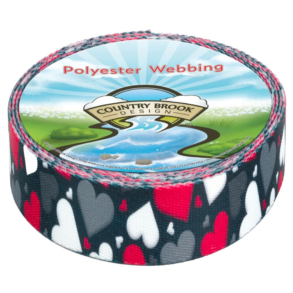 Country Brook Design - Be Mine Polyester Webbing (1 Inch, 50 Yards)