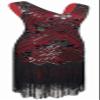 1920s Vintage Inspired Sequin Embellished Fringe V Neck Gatsby Costume Dress w/ 20s Headband Accessories Set (Black Red, X-Large) view 3
